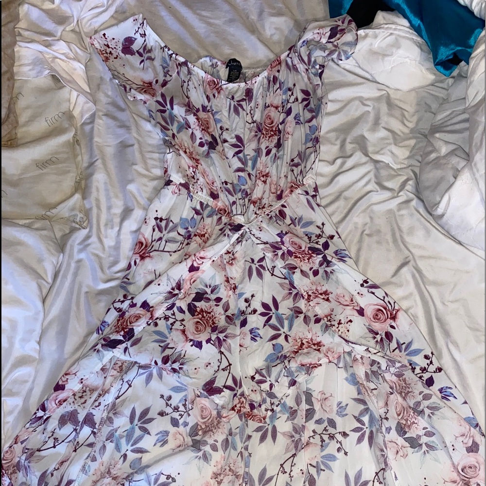 Floral romper with train
